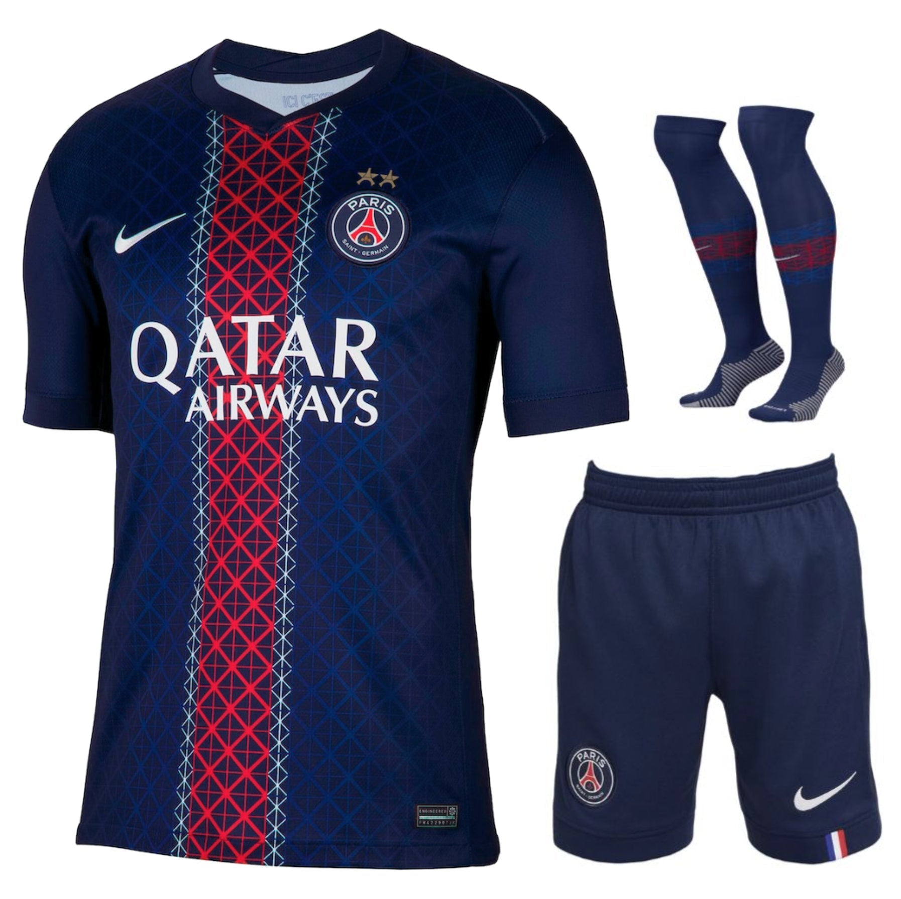 MAILLOT KIT ENFANT 2 ETOILES PSG BACK 2 BACK DOMICILE 2025/2026 - keppygoal.com
