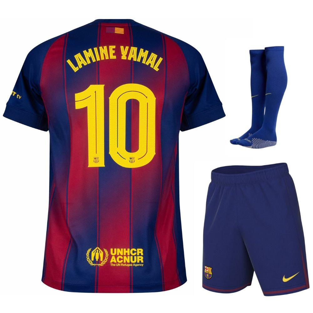MAILLOT KIT ENFANT BARCA LAMINE YAMAL 10 DOMICILE 2025/2026 - keppygoal.com